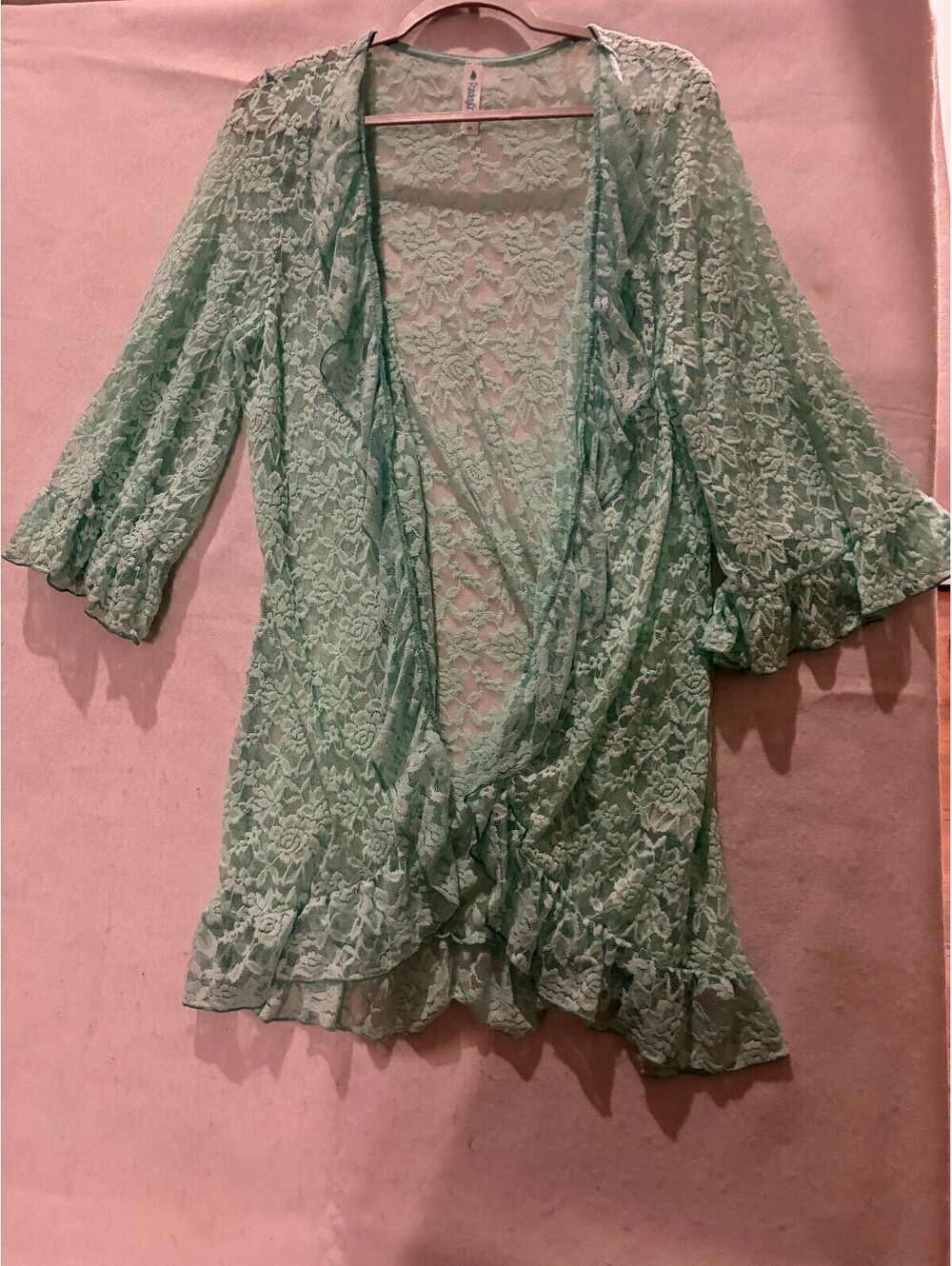 Paisley Grace Medium Mint Green Lace Kimono Cardigan